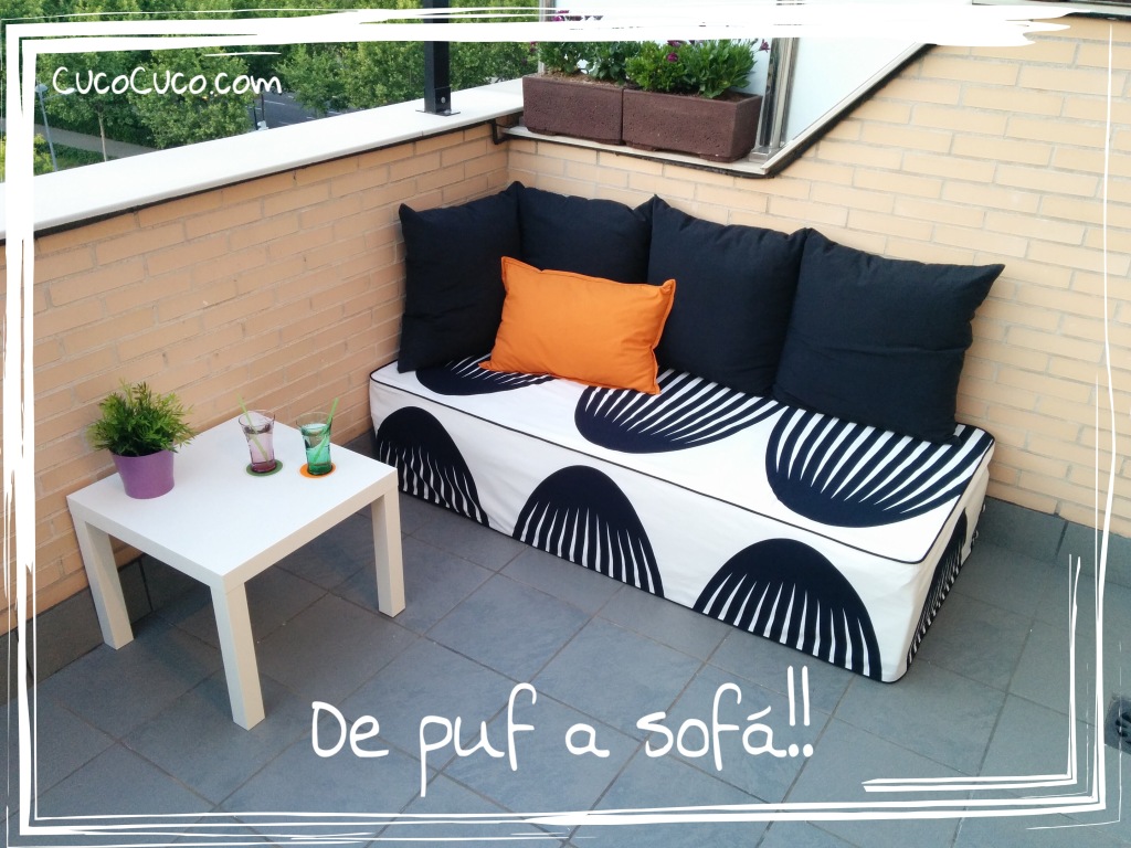 Hacer sofá para la terraza - Transformación de puf a sofá DIY